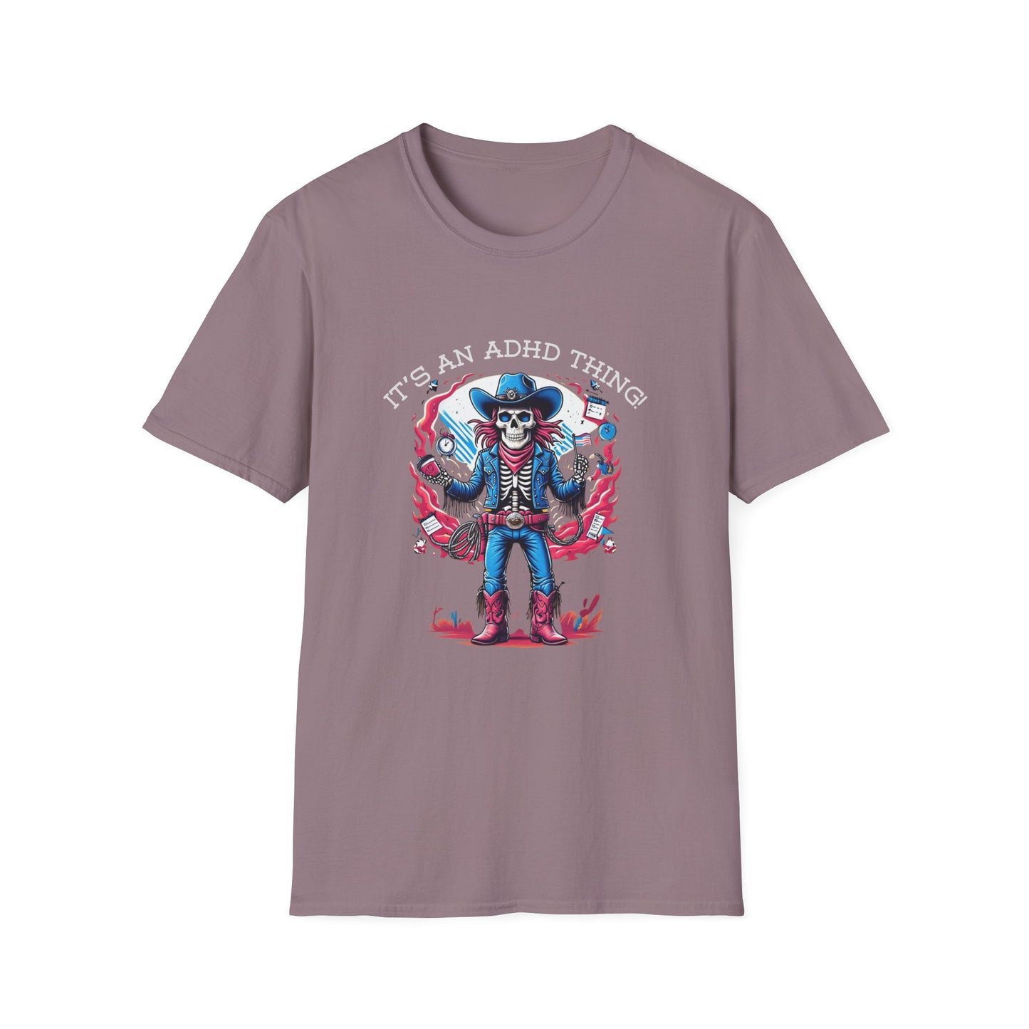 It’s an ADHD Thing – Skeleton Cowboy/Cowgirl T-Shirt | Unisex Softstyle Tee | Neurodiversity Awareness | ADHD & Autism Spectrum