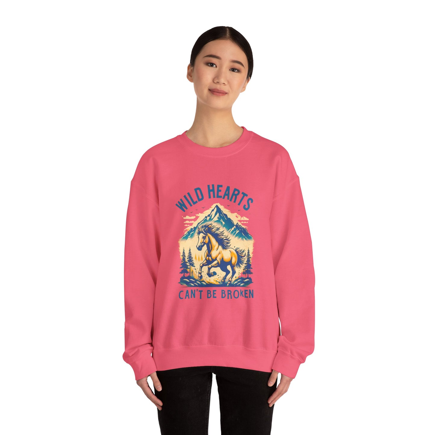 Western Cowgirl Sweatshirt – "Wild Hearts Can’t Be Broken" | Cozy Western Pullover | Rodeo Gift & Ranch Wear | Horse Lover Sweatshirt