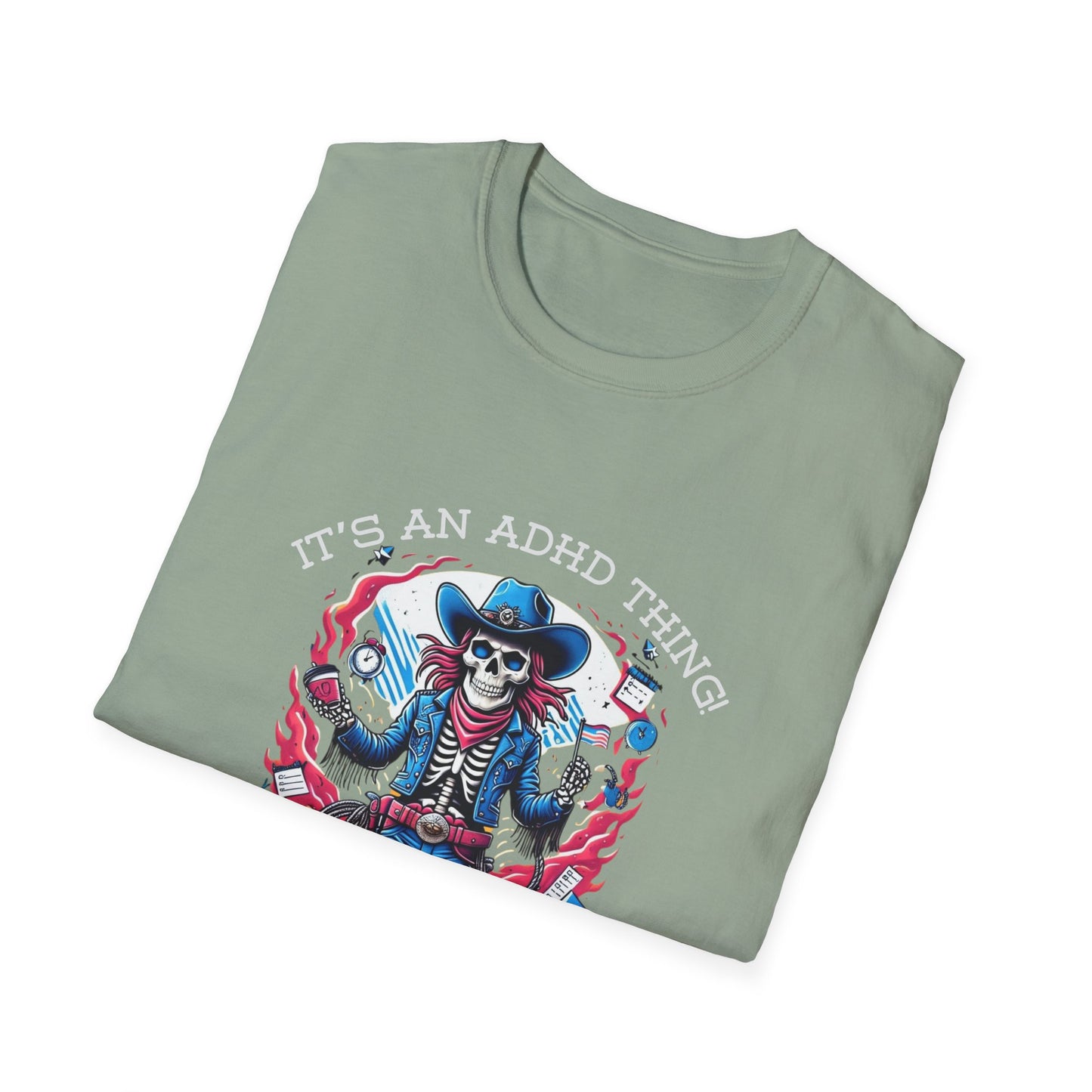 It’s an ADHD Thing – Skeleton Cowboy/Cowgirl T-Shirt | Unisex Softstyle Tee | Neurodiversity Awareness | ADHD & Autism Spectrum